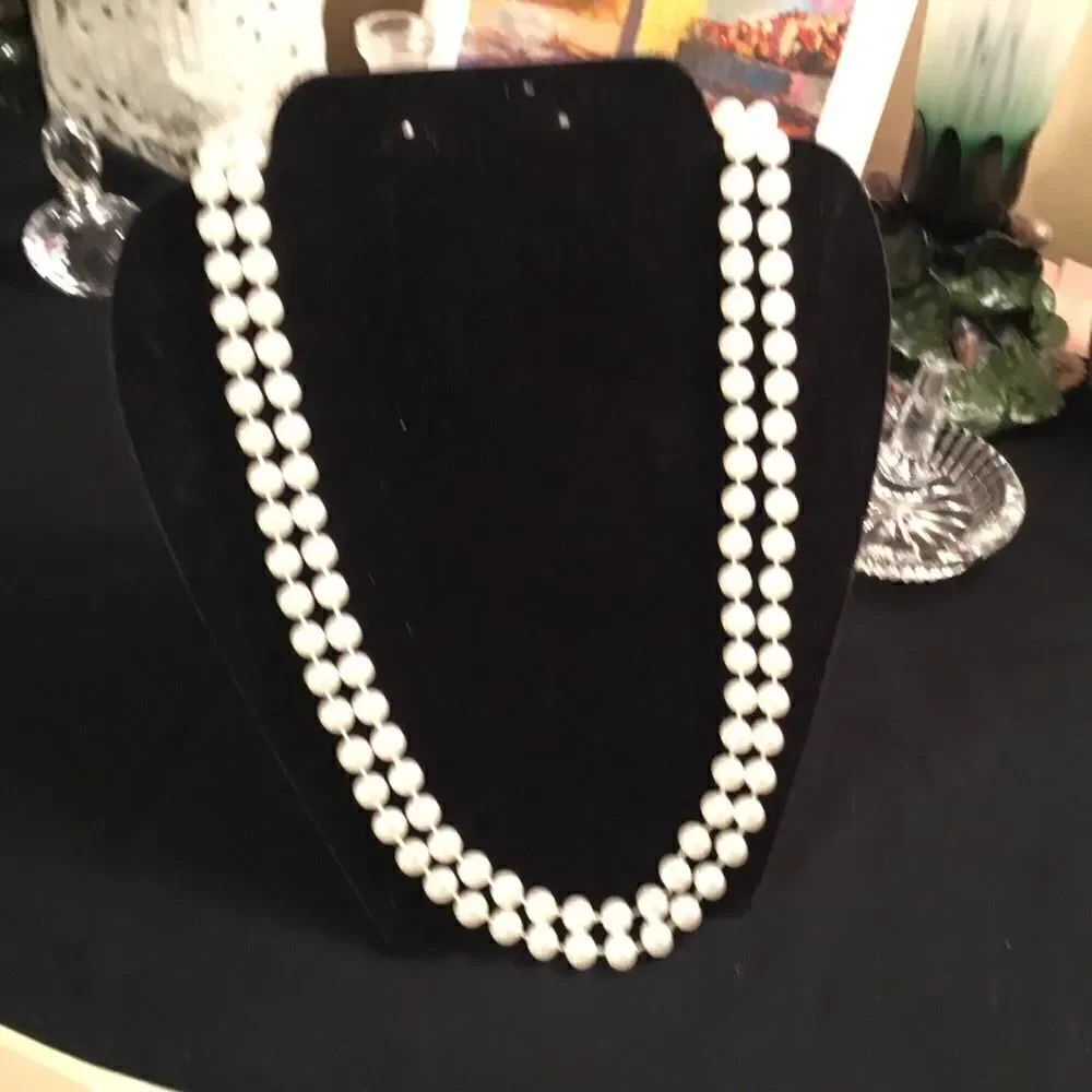 Faux White Pearl Necklace